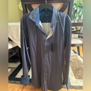 Bugatchi Blue Casual Button Down Shirt Modern Design